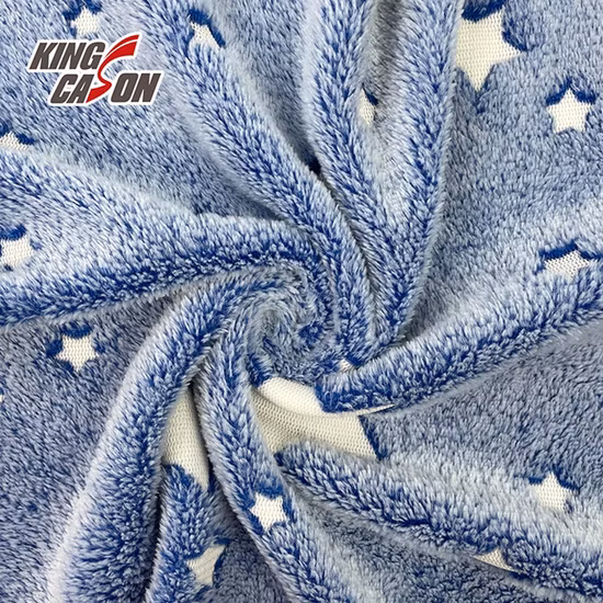 Kingcason novo tecido de lã coral de flanela escura com brilho luminoso de dupla face de poliéster para cobertores de pijama